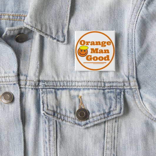 ORANJE MAN GOOD VIERKANTE BUTTON 5,1 CM (In situ)