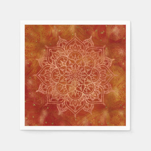 Oranje Mandala & Goud Glam Modern Chic Servet
