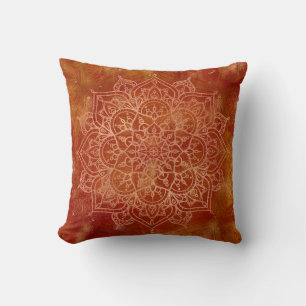 Oranje Mandala & Goud Glam Moderne Chique Kussen