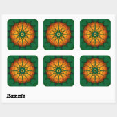 Oranje Mandala Vierkante Sticker (Vel)