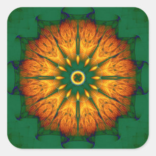 Oranje Mandala Vierkante Sticker