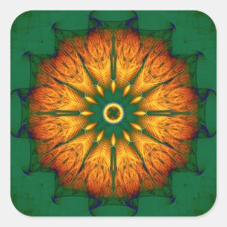 Oranje Mandala Vierkante Sticker