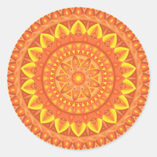 Oranje Mandala Warm Boho Levendig Esthetisch Decal Ronde Sticker