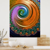 Oranje Mandelbrot Swirl-Poster Poster (Keuken)