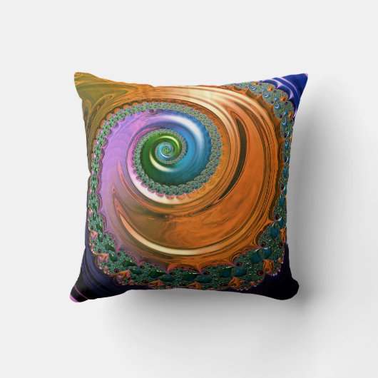 Oranje Mandelbrot Swirls Sierkussen (Achterkant)