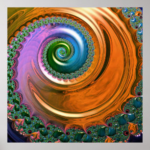 Oranje Mandelbrot Wervelposter Poster