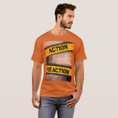 Oranje Mannen: "Actie en reactie" T-shirt (Voorkant volledig)