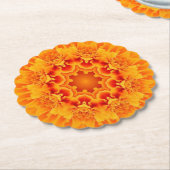 Oranje Marigold Mandala Kartonnen Onderzetters (Gekanteld)