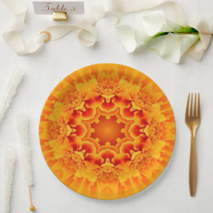 Oranje Marigold Mandala Papieren Bordje