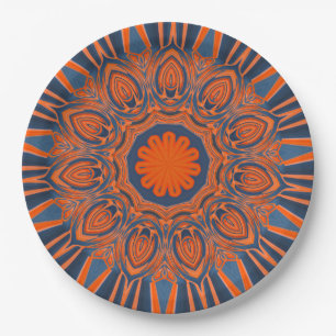 Oranje marine Blue Mandala Papieren Bordje