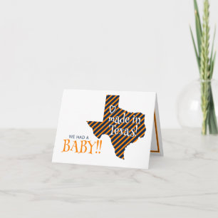 Oranje/Marine Gestreepte 'Made in Texas' Foto Baby Aankondiging