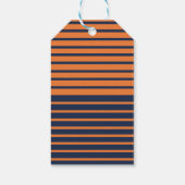 Oranje marineblauw gestreept feest Dank je wel Cadeaulabel (Achterkant)