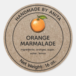 Oranje Marmalade Jelly Jar Label Kraft Papier Stij