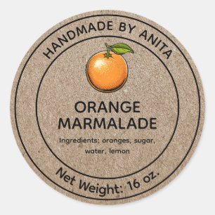 Oranje Marmalade Jelly Jar Label Kraft Papier Stij