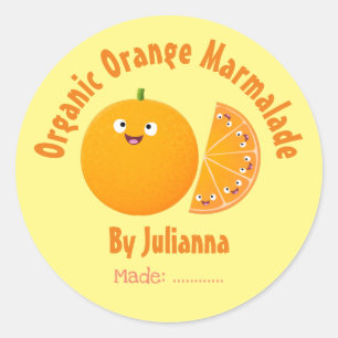 Oranje marmalade schattige cartoon produceert etik ronde sticker