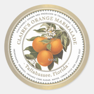 Oranje marmelade bewaart goud ronde sticker