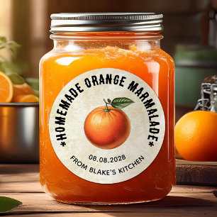Oranje marmelade inmaaklabels in vintage stijl ronde sticker