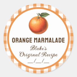 Oranje marmelade sticker met geruit ontwerp
