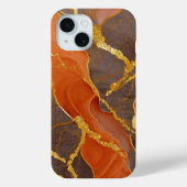 Oranje marmeren patroon met goud Case-Mate iPhone case (Achterkant)