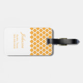 Oranje Marokkaans Patroon met Monogram Bagagelabel (Achterkant horizontaal)