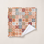 Oranje Marokkaanse tegel Bad Handdoek (Wasdoekje)