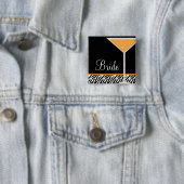 Oranje Martini en Zebra Pattern Vierkante Button 5,1 Cm (In situ)
