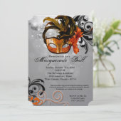 Oranje Masquerade Ball Mask Costume Halloween Part Kaart (Staand voorkant)