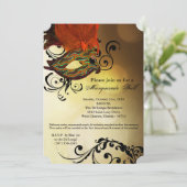 Oranje Masquerade Ball Mask Costume Halloween Part Kaart (Staand voorkant)