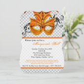 Oranje Masquerade Ball Mask Costume Halloween Part Kaart (Staand voorkant)