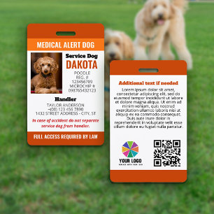 Oranje Medische Alarmhond Logo QR Foto ID Badge