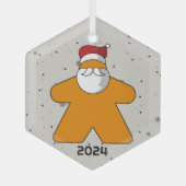 Oranje Meeple Santa Custom Jaar Family Board Game Glas Ornament (Voorkant)