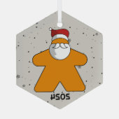 Oranje Meeple Santa Custom Jaar Family Board Game Glas Ornament (Achterkant)