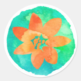 Oranje Meerkleurige Tropische Bloem Ronde Sticker