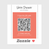 Oranje menu Restaurant Scan Order QR Code Sticker (Vel)