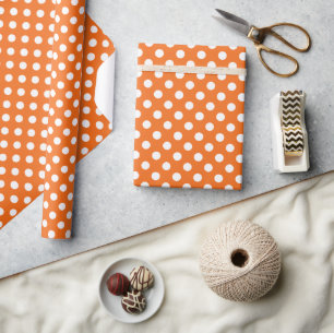 Oranje met wit poodot-wrapppapier cadeaupapier