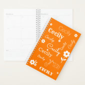 Oranje met Witte Bloemen, Aangepaste naamplanner Planner (Display)