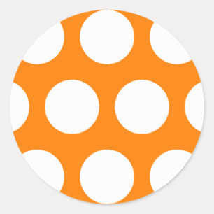Oranje met witte stippen ronde sticker