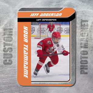 Oranje Metal IJshockey Foto Magneet