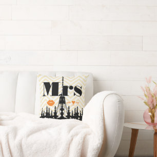 Oranje mevrouw Lips Bleek Gellow Zig Zag Chandelie Kussen