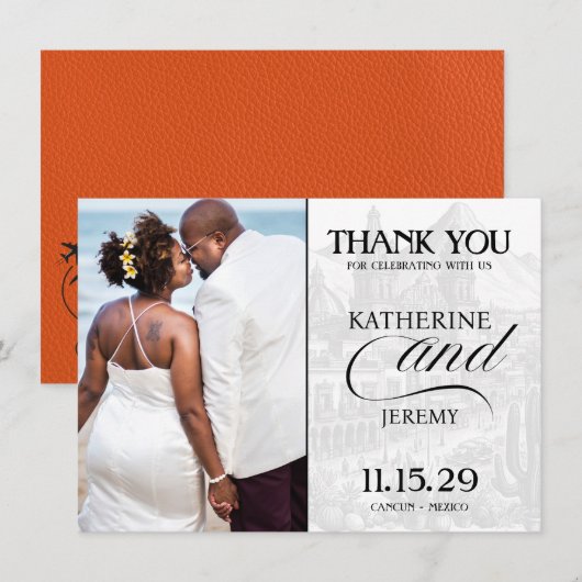 Oranje Mexicaans paspoort Bedankkaart (Voorkant / Achterkant)