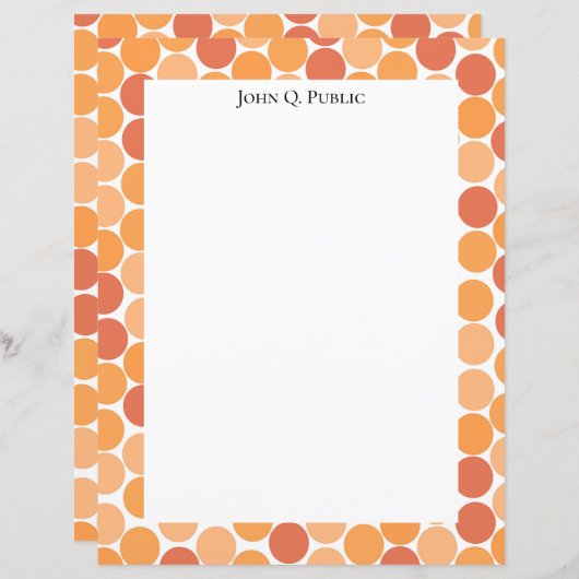 Oranje Mid Century Modern Stippen Custom Stationer (Voorkant / Achterkant)
