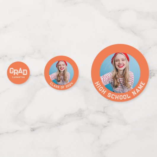 Oranje middelbare school Afstudeerder aangepaste f Confetti (Achterkanten)