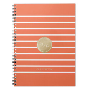 Oranje minimalistisch modern huwelijksgastenboek notitieboek