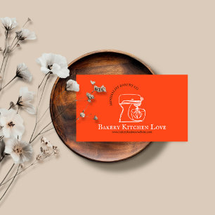 Oranje minimalistisch modern ontwerp voor bakkerij visitekaartje