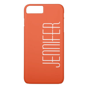 Oranje minimalistische persoonlijke Jumbo Name Sim iPhone 8 Plus / 7 Plus Hoesje