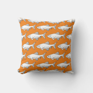 Oranje Minnow Pattern vis Kussen
