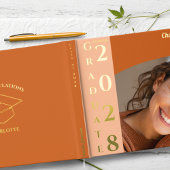 Oranje Modern Foto Afstudeer- Goud Gastenboek