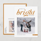 Oranje modern script, Bright dagen vóór foto Feestdagenkaart (Voorkant / Achterkant)