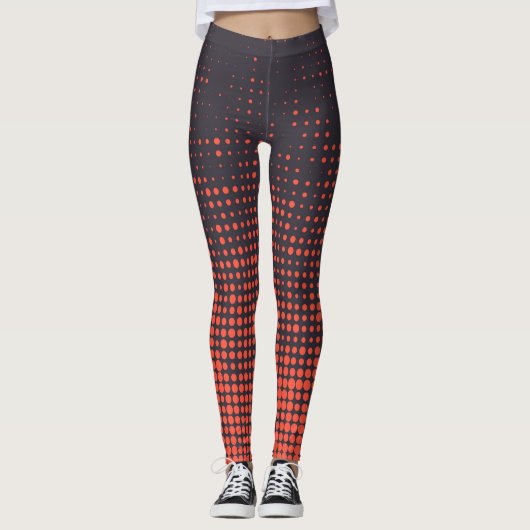 Oranje, modern, stedelijk halftone stippen ontwerp leggings (Voorkant)