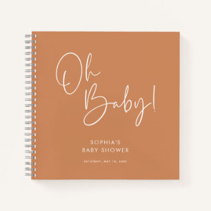Oranje Moderne Boho Genderneutrale Baby shower Gas Notitieboek